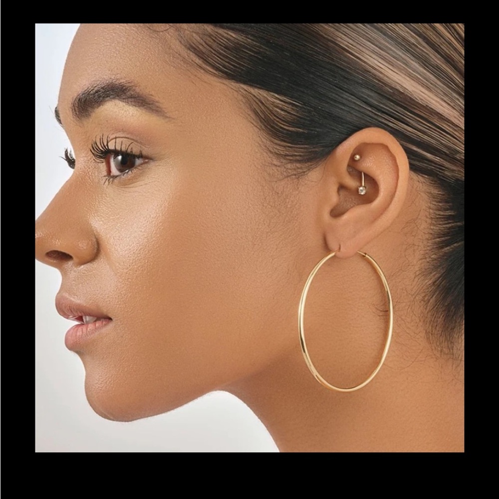 NWT! STERLING FOREVER GOLD HOOP EARRINGS